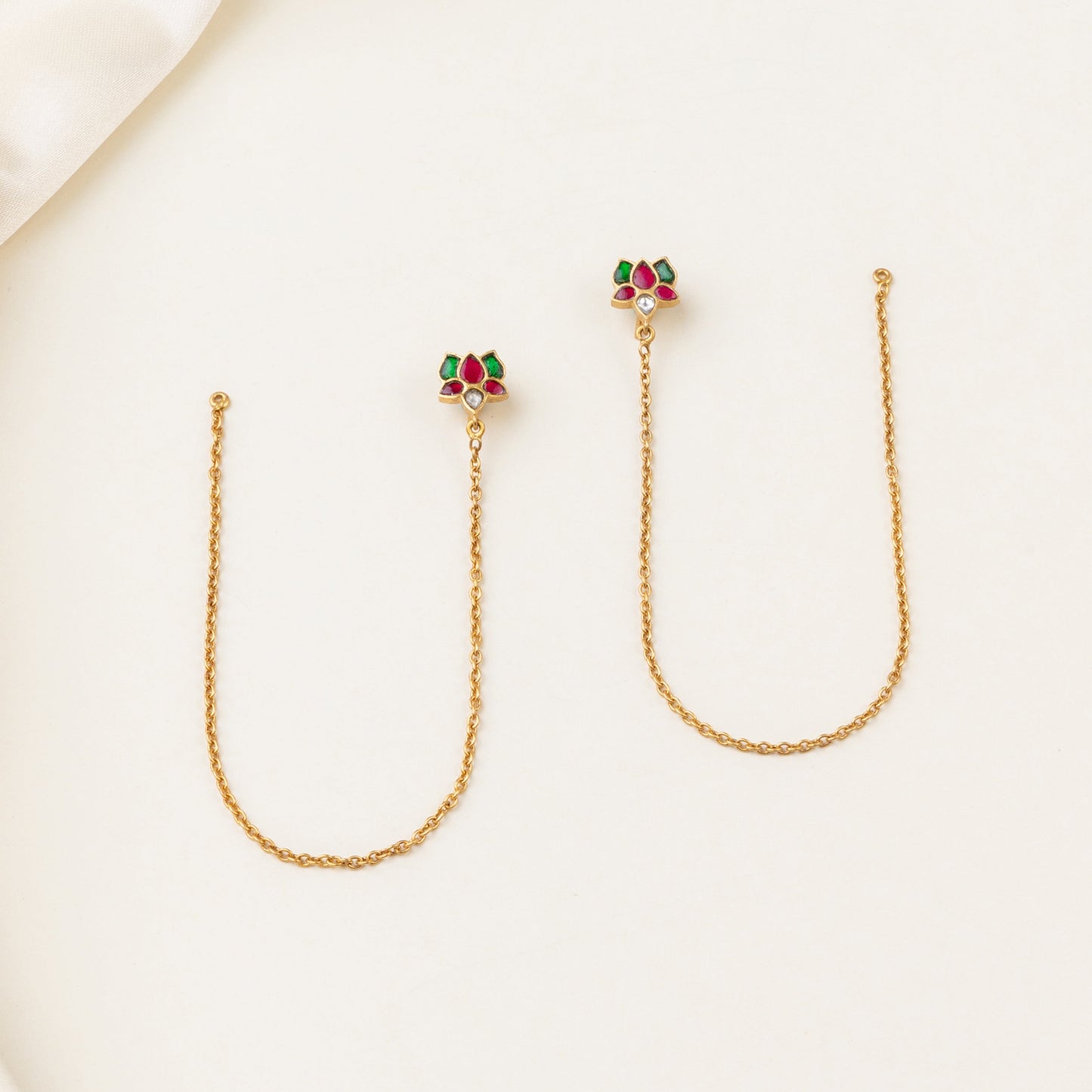 Nalika Lotus Earchain attached Hairpin