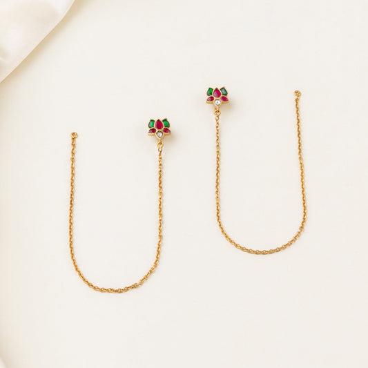 Nalika Lotus Earchain attached Hairpin