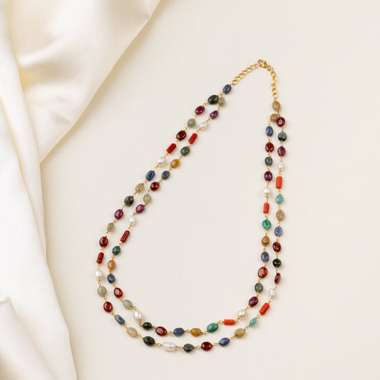 Two Layer Navratna Beads Chain