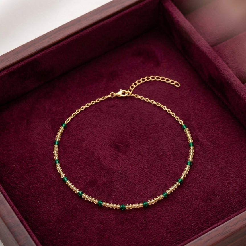 Sparkle Golden Single Leg Anklet
