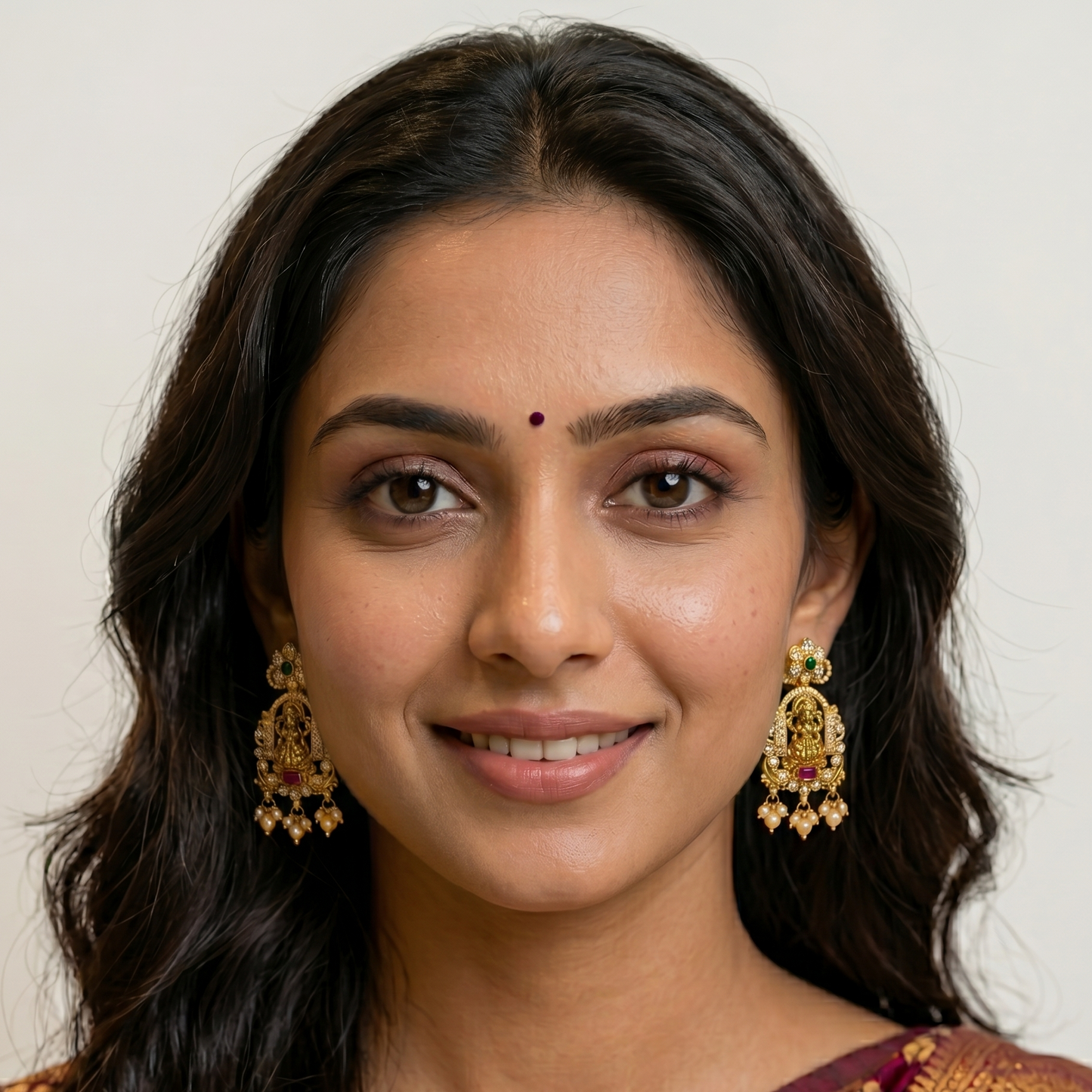 Goddess Lakshmi Chandbali Earrings