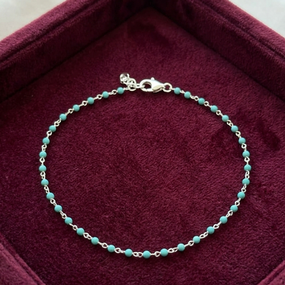 Blue Beads Single Leg Anklet