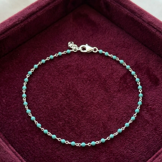 Blue Beads Single Leg Anklet