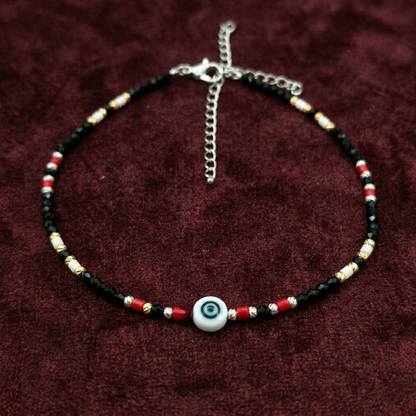 Black & Red Evil Eye Single Leg Anklet