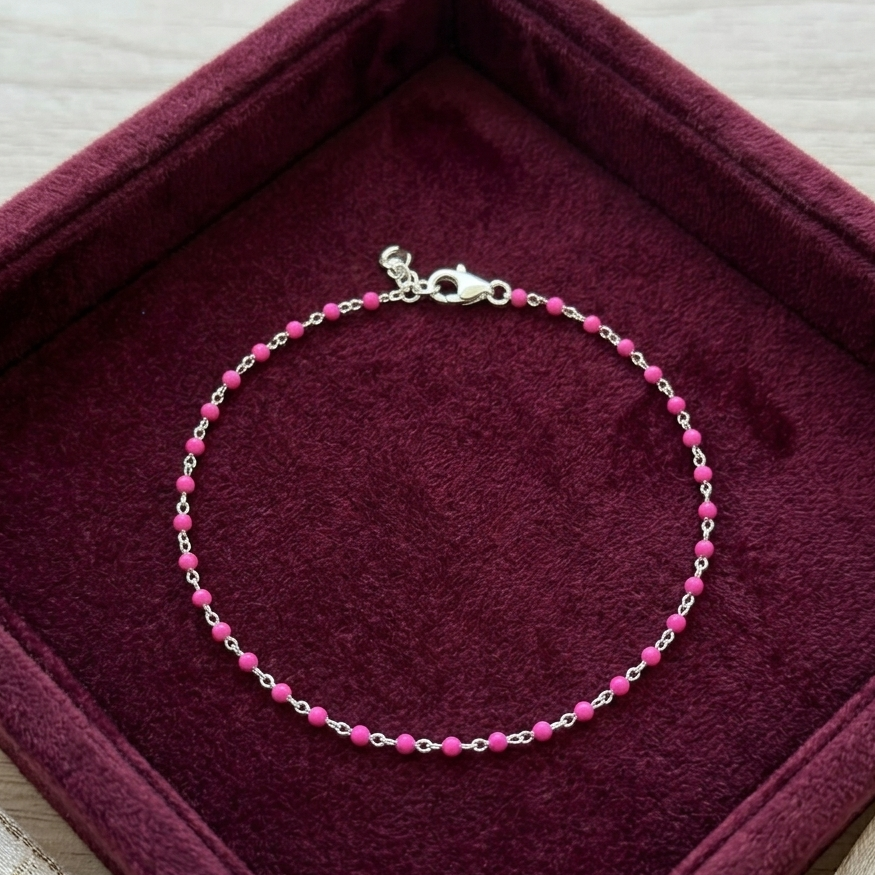 Pink Beads Single Leg Anklet