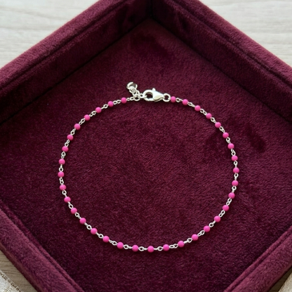 Pink Beads Single Leg Anklet