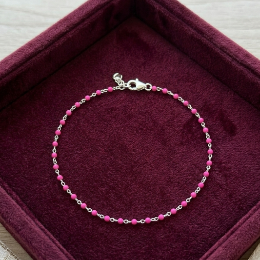 Pink Beads Single Leg Anklet
