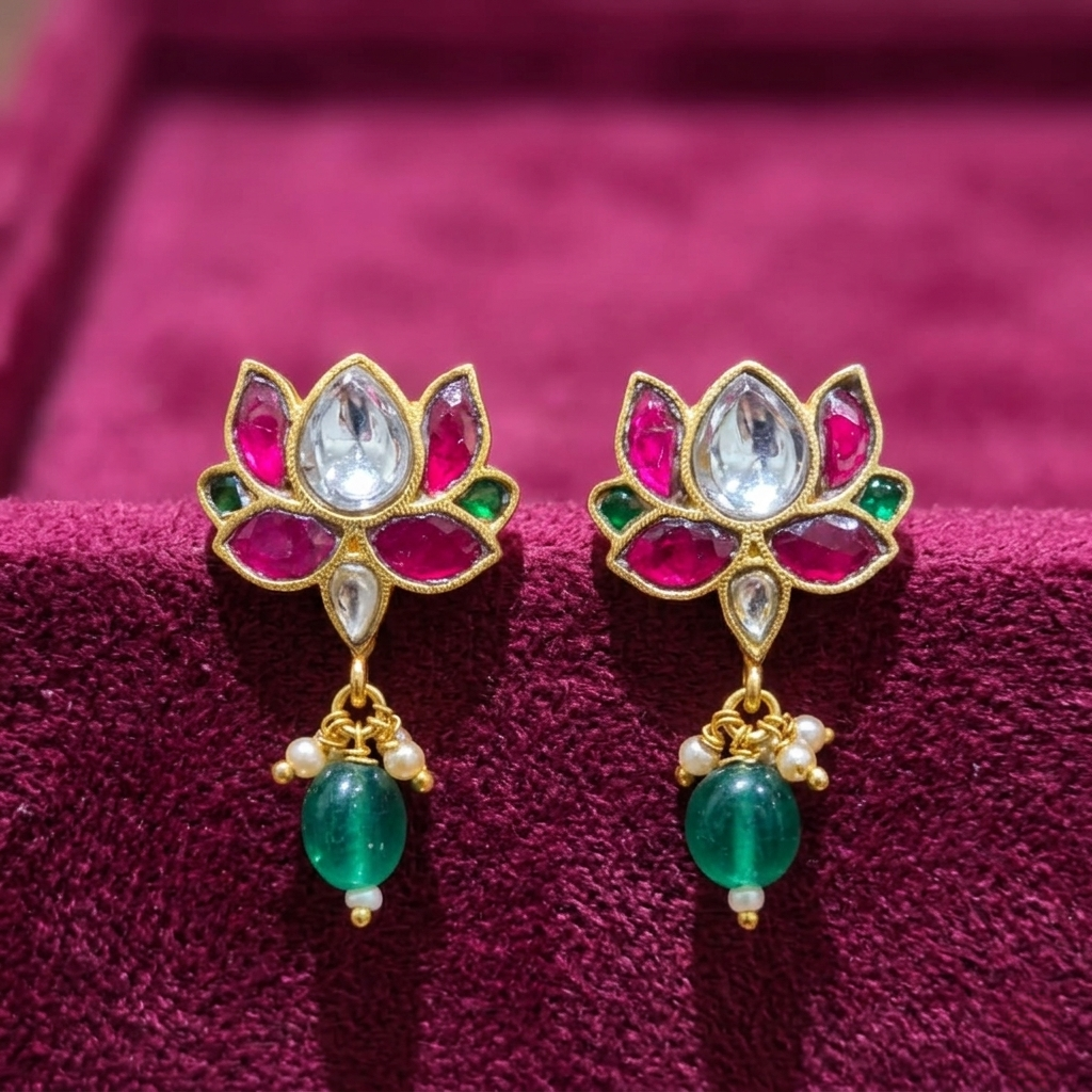 Bloom Lotus Kundan Earrings