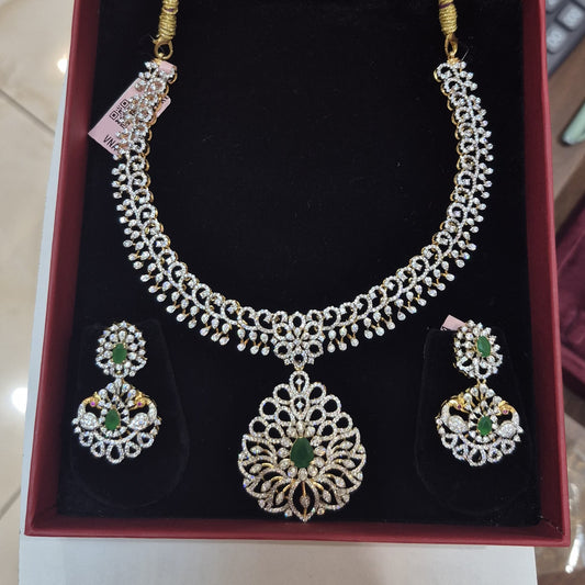 Peacock CZ Necklace & Earrings Set