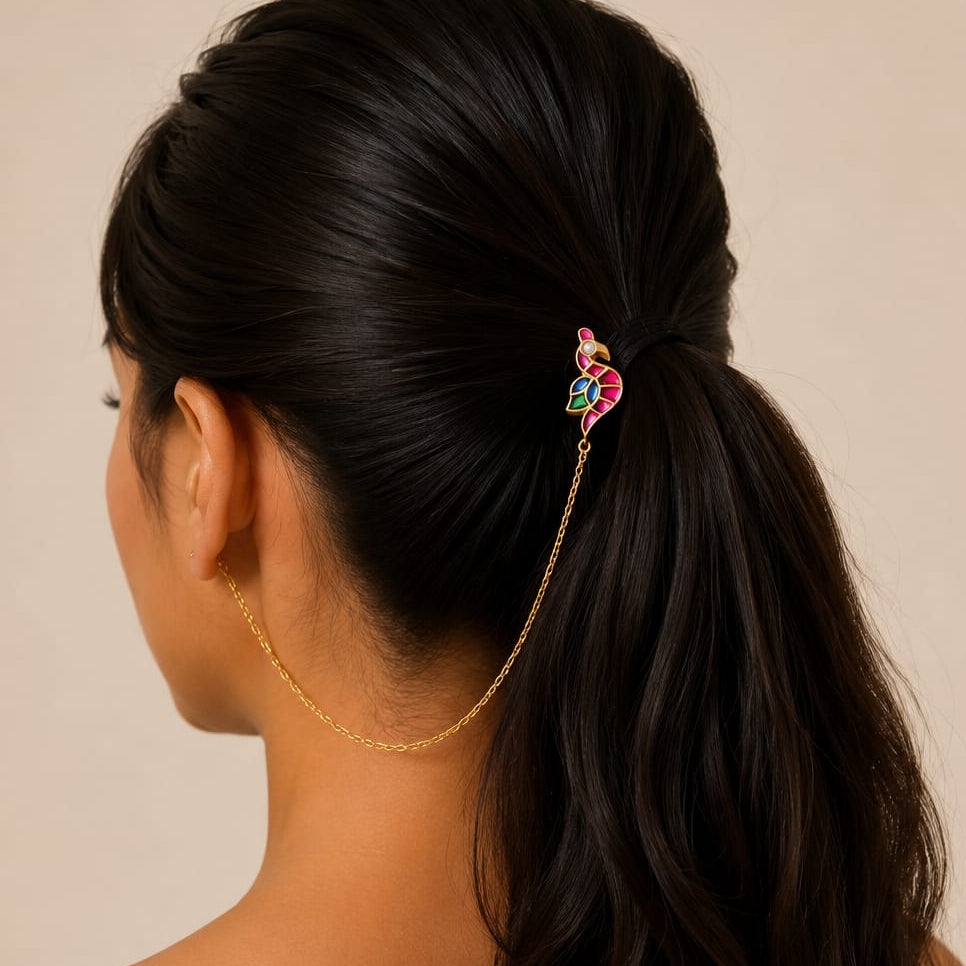 Yukta Bird Earchain attached Hairpin