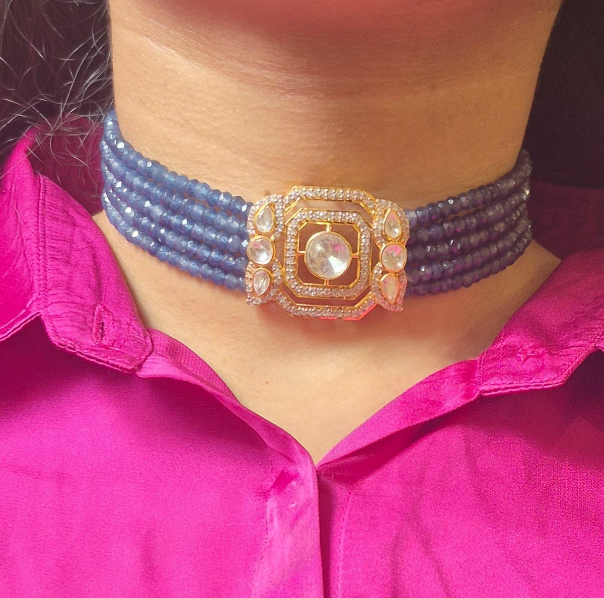 Blue Glow Moissanite Choker