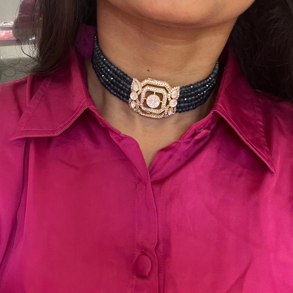 Blue Glow Moissanite Choker