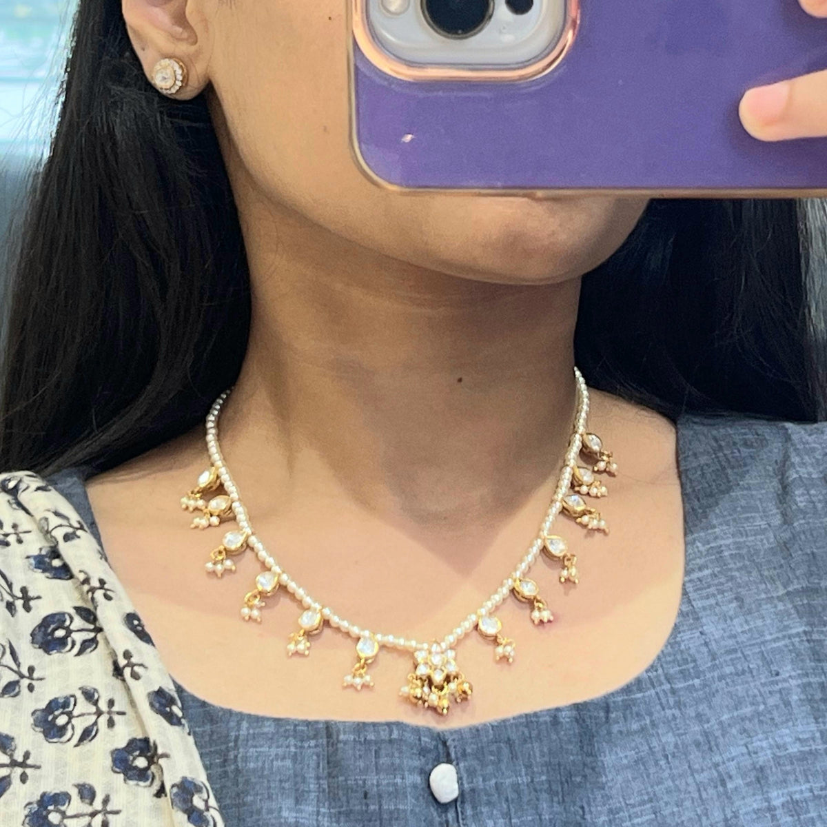 Moukya Pearl Moissanite Necklace