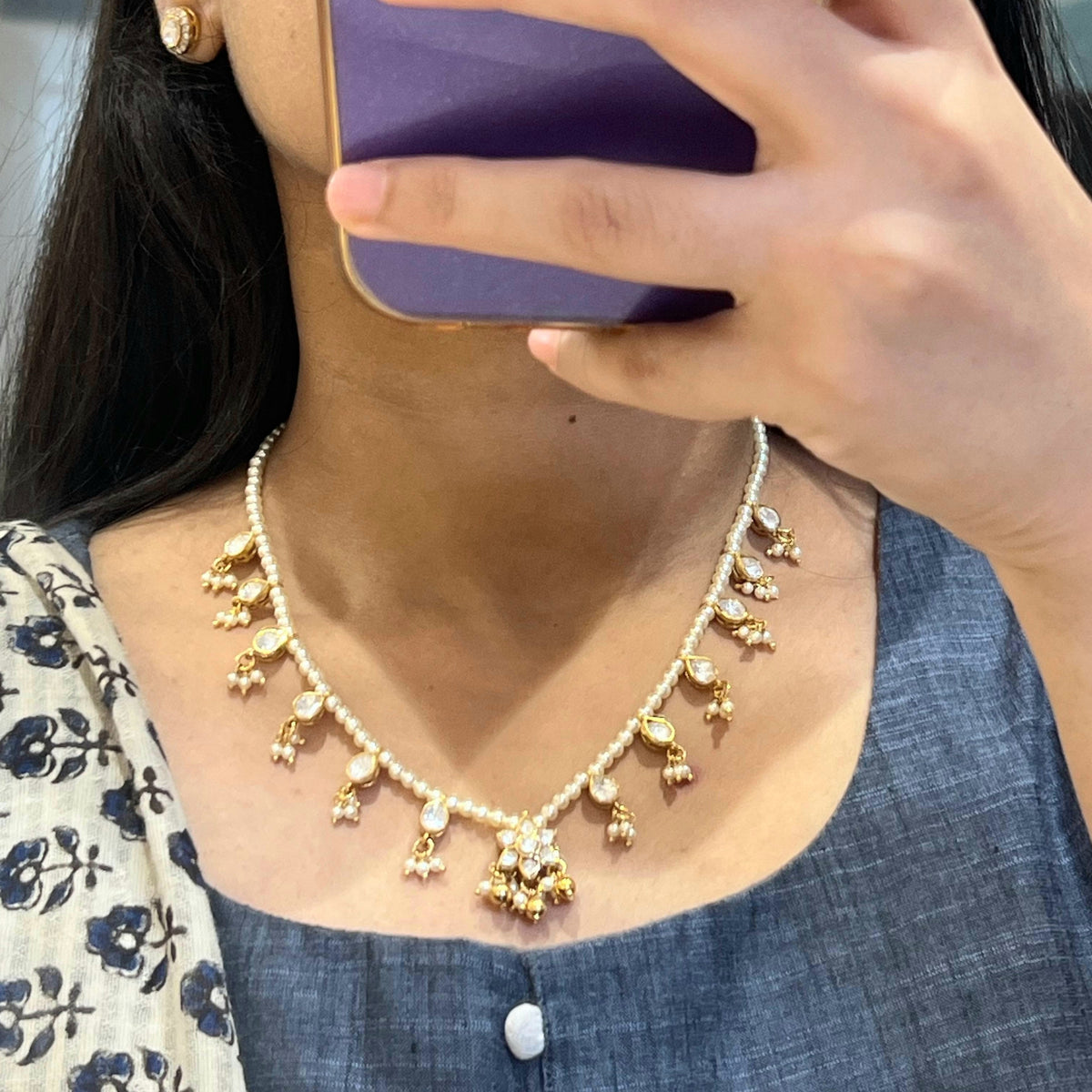 Moukya Pearl Moissanite Necklace