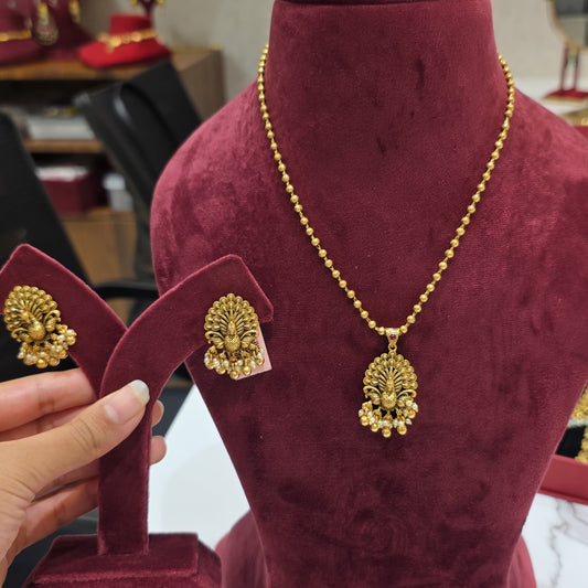 Peacock Temple Necklace & Earrings set