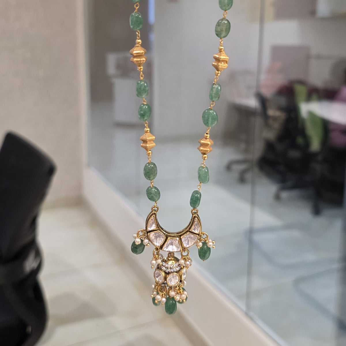 Crescent Green Necklace