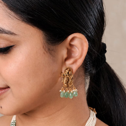 Radha Krishna Pearl Necklace & Earrings Set