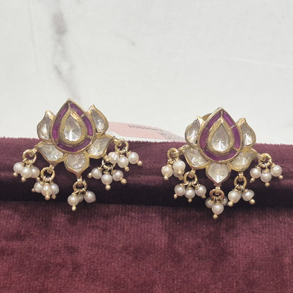 Lotus Pink Polki Earring