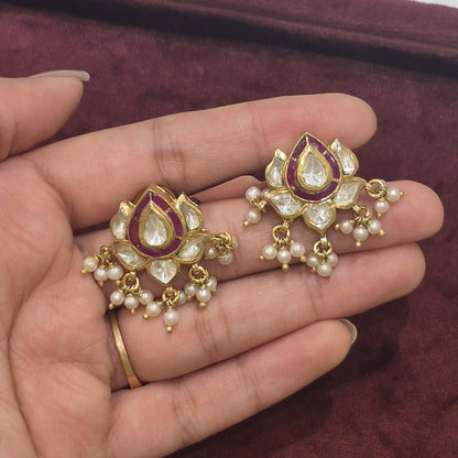 Lotus Pink Polki Earring