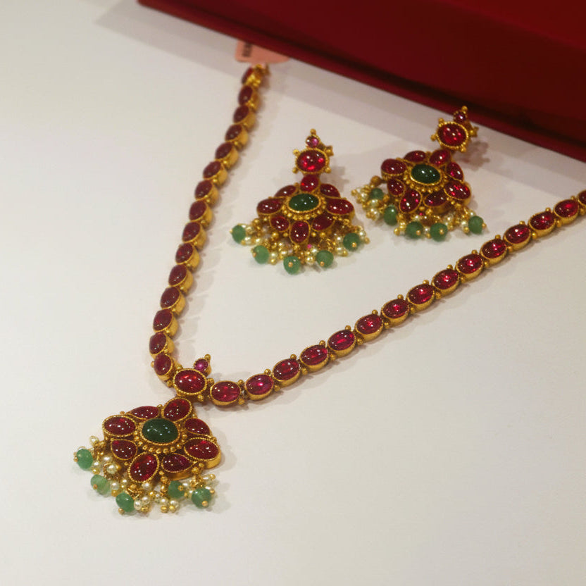 Diya Traditional Addigai & Earrings Set