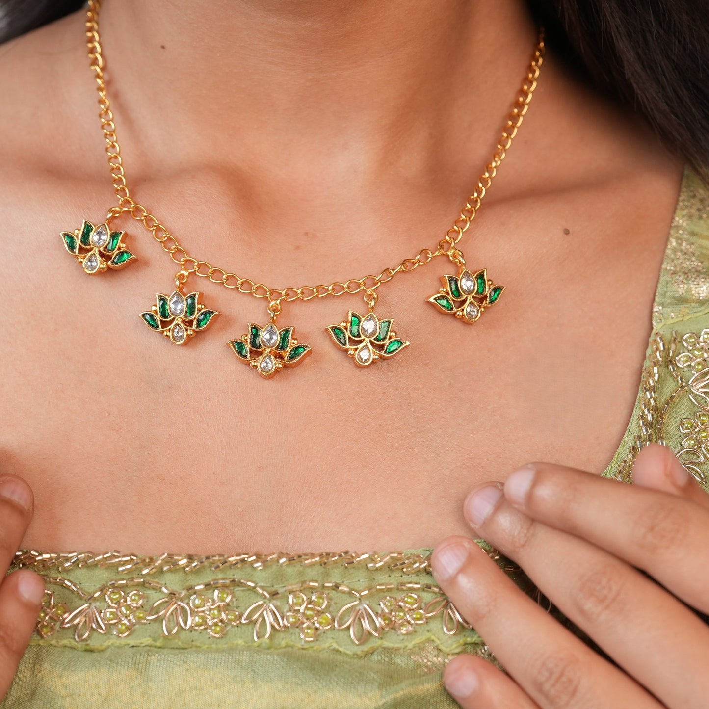 Nethra Lotus Kundan Necklace
