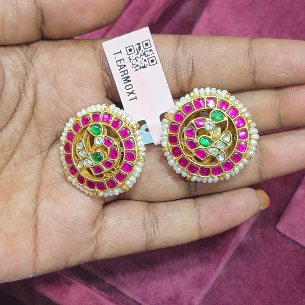 Hamka Bird Kundan Earrings