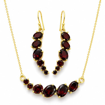 Red Garnet Chain & Earrings Set
