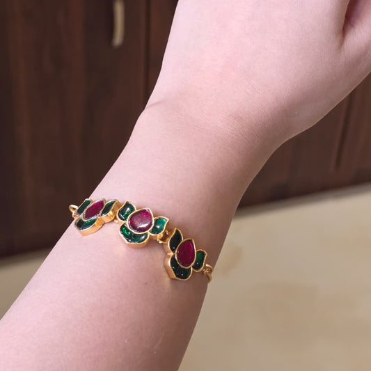 Lotus Red & Green Slider Bracelet