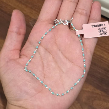 Blue Beads Single Leg Anklet