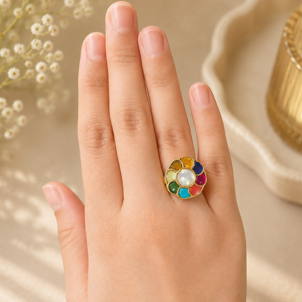 Heeka Navratna Kundan Ring