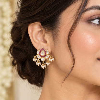 Lotus Pink Polki Earring