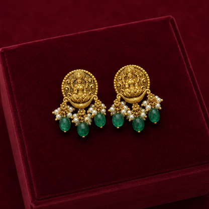 Goddess Lakshmi Green Earrings