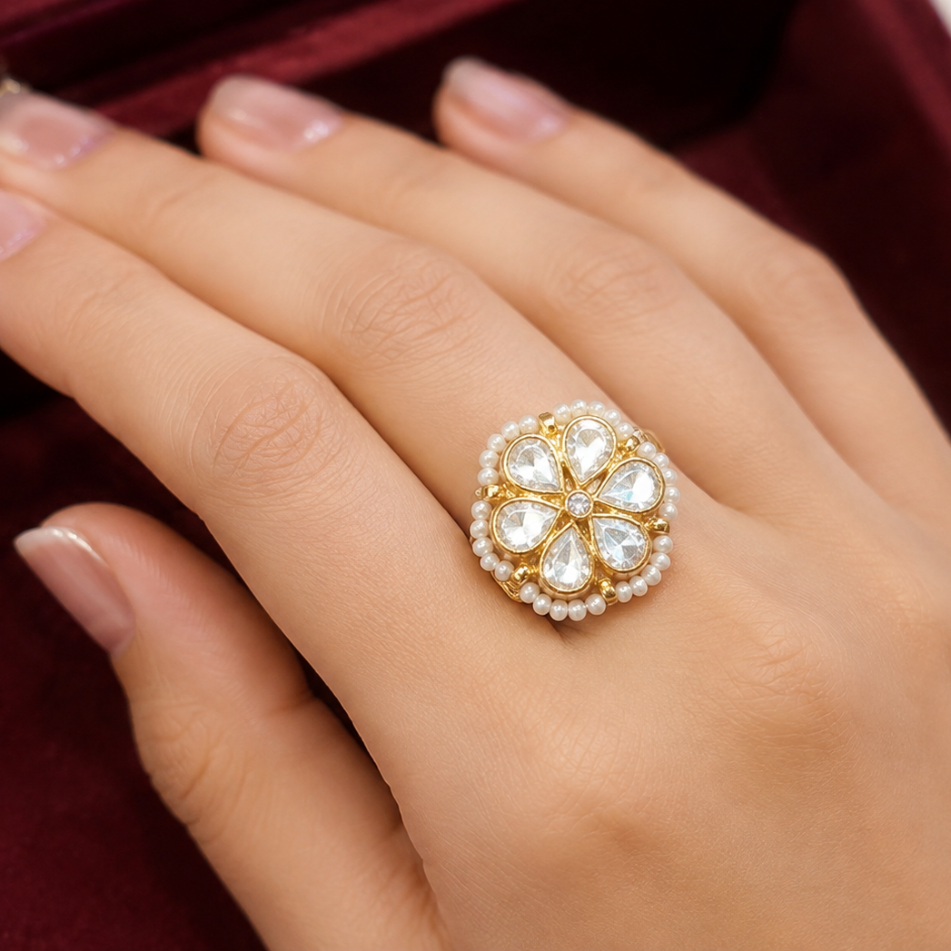 Dira Pearl Moissanite Ring