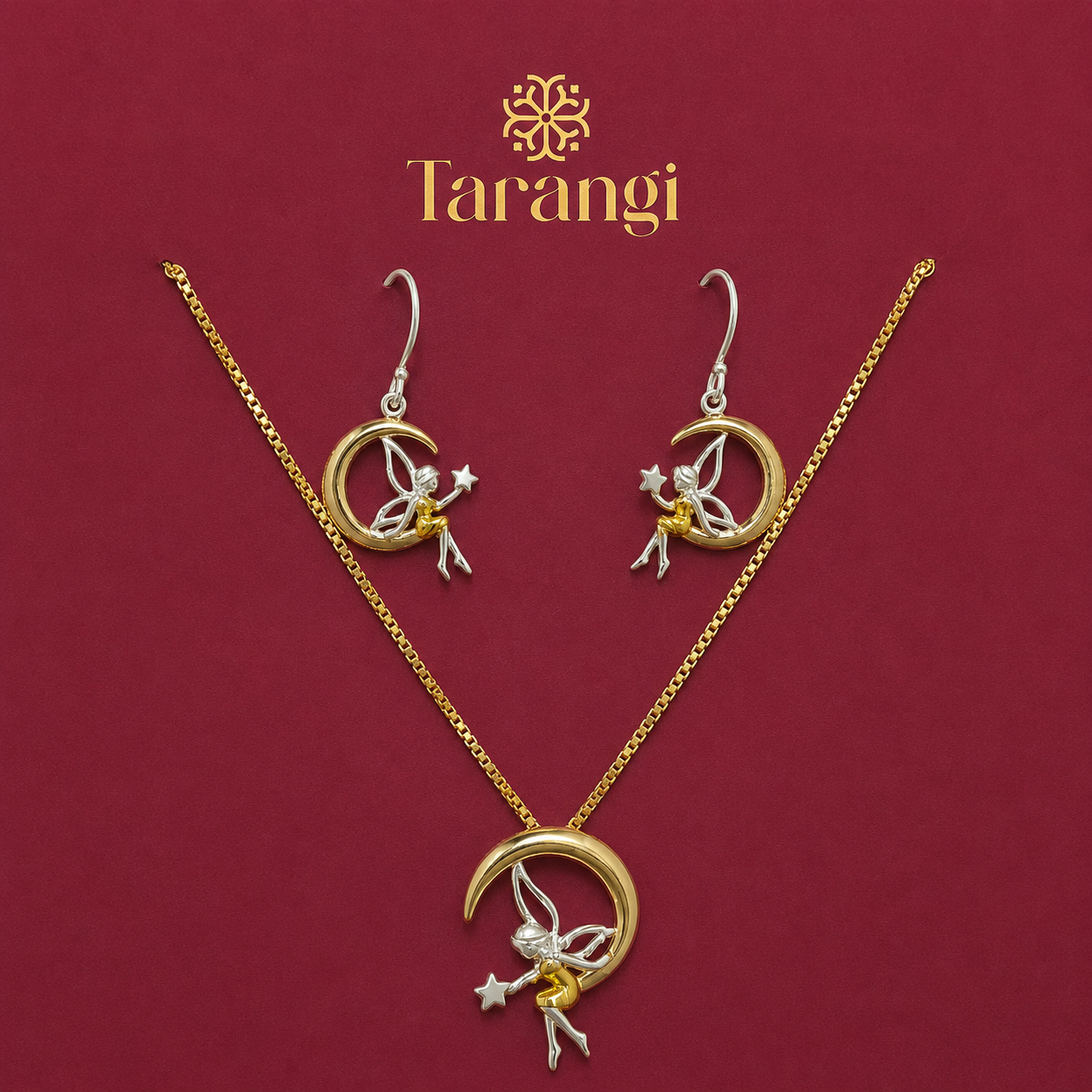 Tinker Bell Chain & Earrings set