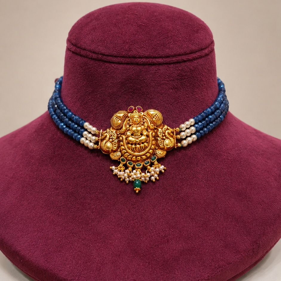 Blue Goddess Lakshmi Choker