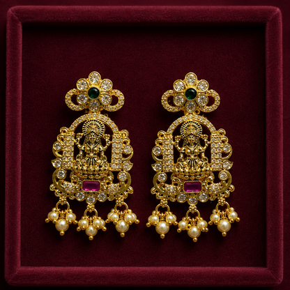 Goddess Lakshmi Chandbali Earrings