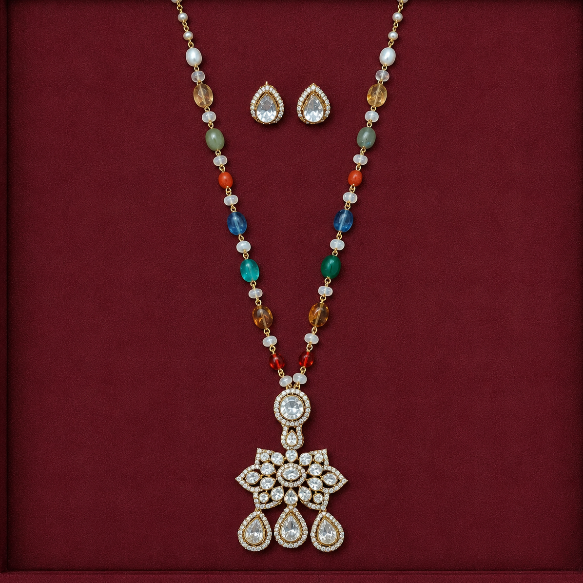 Syamita Moissanite Necklace & Earrings Set