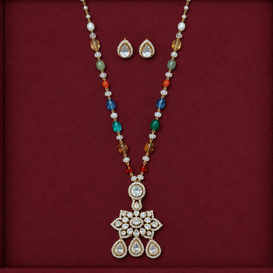 Syamita Moissanite Necklace & Earrings Set